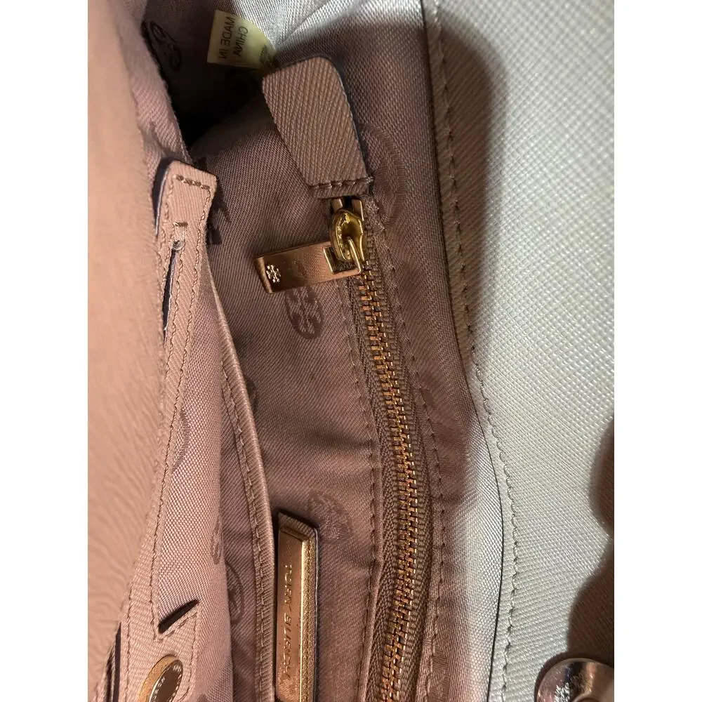 Tory Burch Saffiano Leather Satchel Bag Taupe